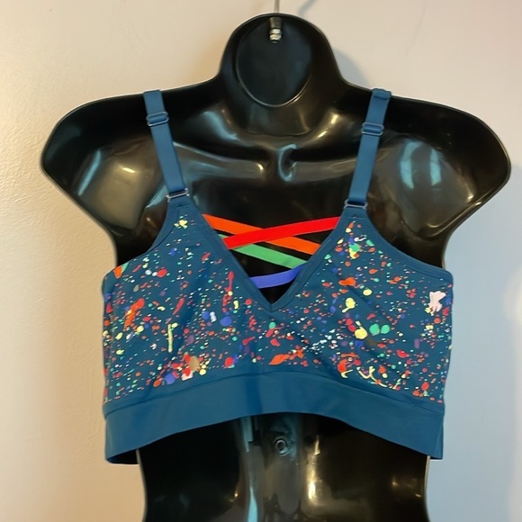 Cacique PRIDE Teal Rainbow Paint Splatter Bralette Sports Bra size 18/20 - Picture 8 of 13